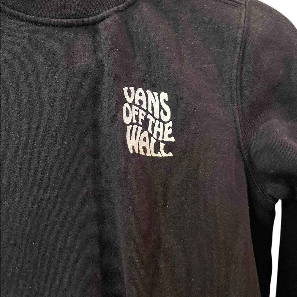 Vans Off The Wall Kids Black Crew Sweatshirt Grim Reaper Design Size Small - Picture 3 of 4